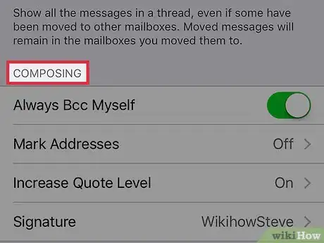 Image titled No Longer Bcc Yourself for Emails Composed on an iPhone Step 3