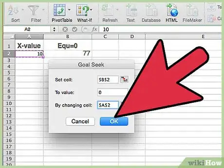 Image titled Solve a Quadratic Equation Using the Goal Seek Feature on Microsoft Excel Step 13