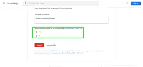 Image titled Answer Question in Gmail Abuse Form.png