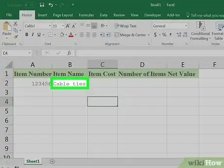 Image titled Create an Inventory List in Excel Step 14