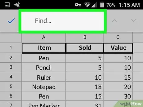 Image titled Search in Google Sheets on Android Step 5
