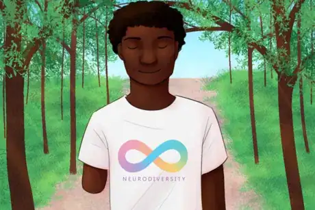 Image titled Disabled Man Walks in Woods.png