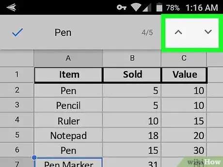 Image titled Search in Google Sheets on Android Step 7