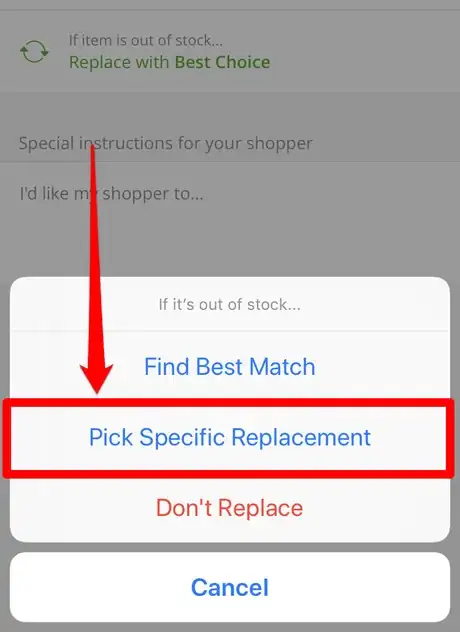 Image titled Pick a Specific Replacement for an Item in an Instacart Order Step 5.png