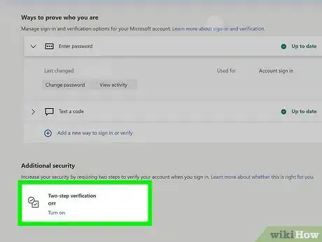 Image titled Turn On Two‐Factor Authentication on a Microsoft Account Step 4