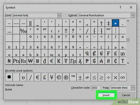 Image titled Do Bullet Points in Excel Step 6