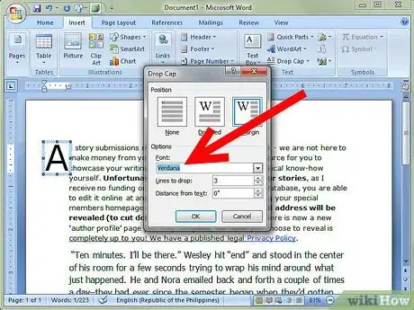 Image titled Create a Drop Cap in a Word Document Step 4