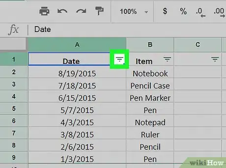 Image titled Filter on Google Sheets on PC or Mac Step 5