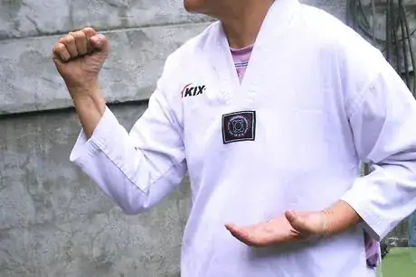 Image titled Perform an Elbow Strike in Karate Step 3