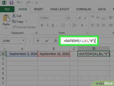 Image titled Calculate Number of Days Between Two Dates in Excel Step 4