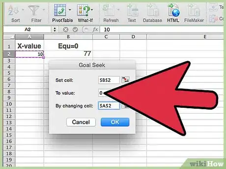 Image titled Solve a Quadratic Equation Using the Goal Seek Feature on Microsoft Excel Step 11