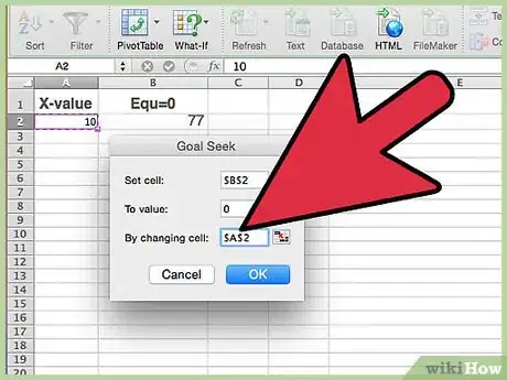 Image titled Solve a Quadratic Equation Using the Goal Seek Feature on Microsoft Excel Step 12