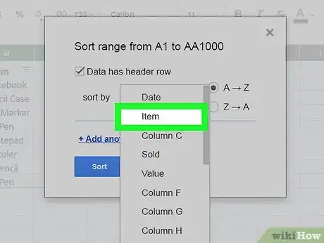 Image titled Sort by Date on Google Sheets on PC or Mac Step 11