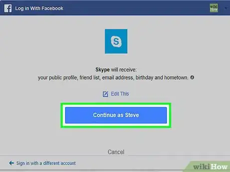 Image titled Use Facebook Details to Log into Skype Step 5