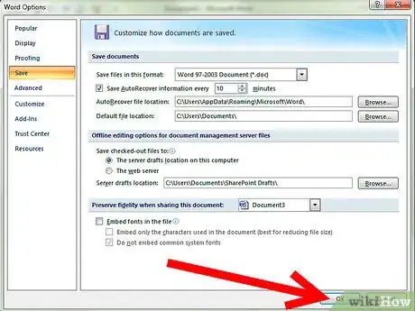 Image titled Set up Autosave on Microsoft Word 2007 Step 9