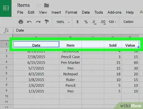 Image titled Filter on Google Sheets on PC or Mac Step 3