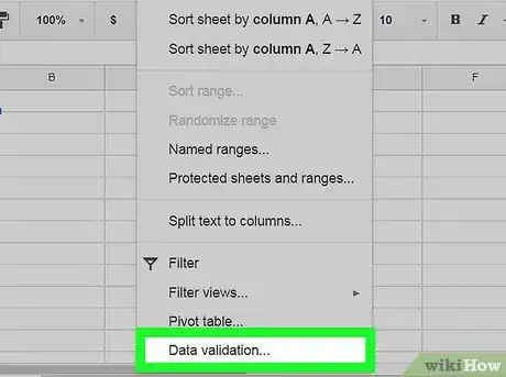 Image titled Create a Drop‐Down on Google Sheets on PC or Mac Step 4