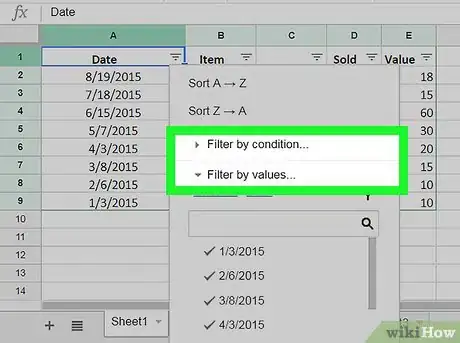 Image titled Filter on Google Sheets on PC or Mac Step 6