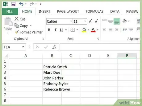 Image titled Separate First Names and Last Names Into Separate Fields in a Microsoft Excel List Step 1