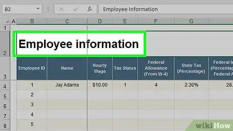Image titled Prepare Payroll in Excel Step 6