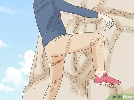 Image titled Move up Overhanging Rock Without Wasting Energy in Rock Climbing Step 7