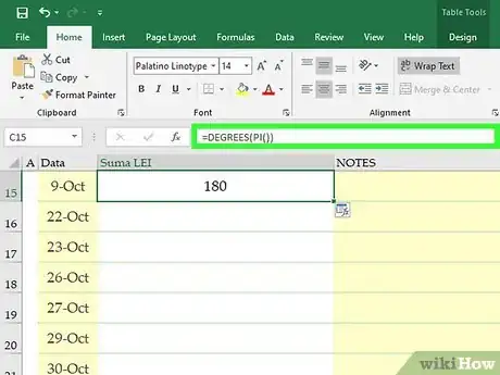 Image titled Change Radians to Degrees in Excel Step 3
