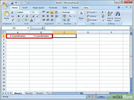 Image titled Make a Spreadsheet to Do the Distance Formula Step 2