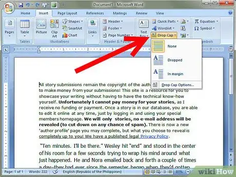 Image titled Create a Drop Cap in a Word Document Step 2