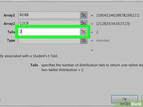 Image titled Do a T Test in Excel on PC or Mac Step 9