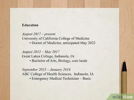 Image titled Write a CV for Medical School Step 7