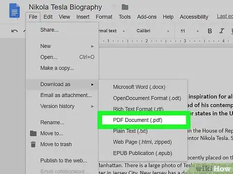 Image titled Convert a Google Doc to a PDF on PC or Mac Step 5