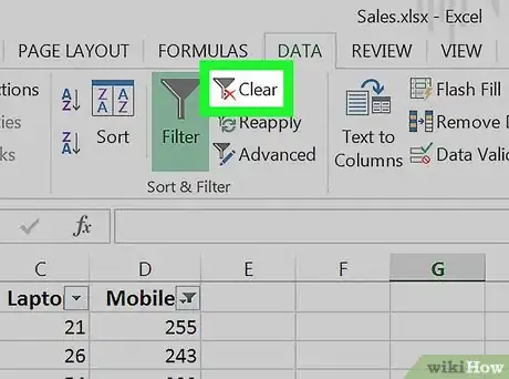 Image titled Clear Filters in Excel Step 8