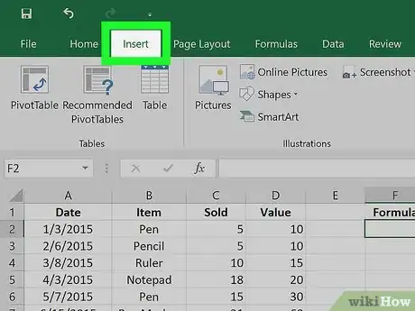 Image titled Insert an Object in Excel Step 3