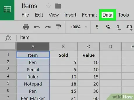 Image titled Sort on Google Sheets on PC or Mac Step 4