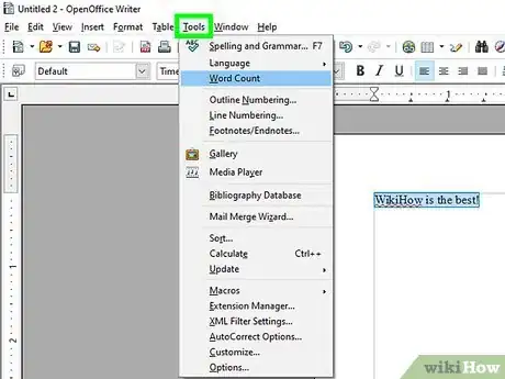 Image titled Count Words in OpenOffice Step 3
