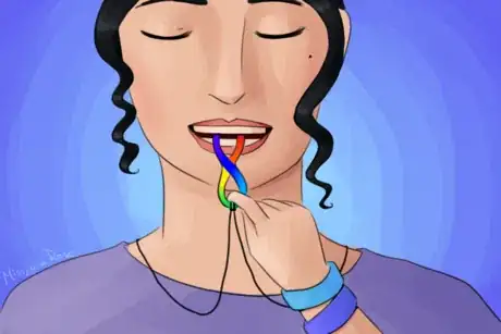 Image titled Woman Chews Autism Necklace.png
