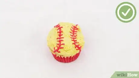 Image titled Decorate Cupcakes As Softballs Step 10