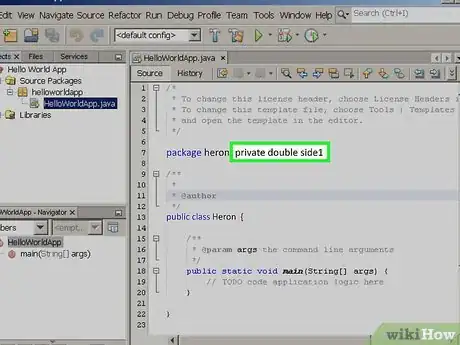 Image titled Create a Java Class in Netbeans to Compute the Area of a Triangle Using Heron's Formula Step 7
