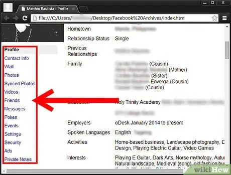 Image titled Use the Facebook Archived Folder Files Step 4