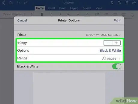 Image titled Print in Black and White on Word on iPhone or iPad Step 9