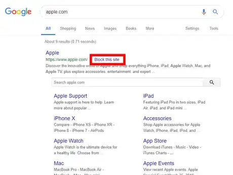 Image titled Block Websites from Google Search.png