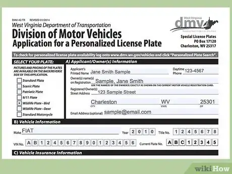 Image titled Get a Personalized License Plate in West Virginia Step 6
