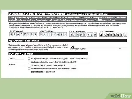 Image titled Get a Personalized License Plate in West Virginia Step 9