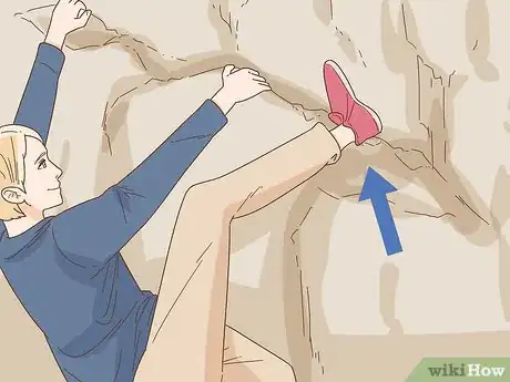 Image titled Move up Overhanging Rock Without Wasting Energy in Rock Climbing Step 6