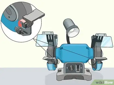 Image titled Adjust an Abrasive Stone on a Bench Grinder Step 2