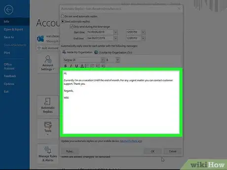 Image titled Set Up Out of Office in Outlook Step 6