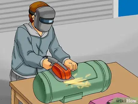 Image titled Make a Wood Burning Heater from an Air Compressor Tank Step 7