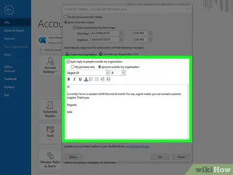 Image titled Set Up Out of Office in Outlook Step 8