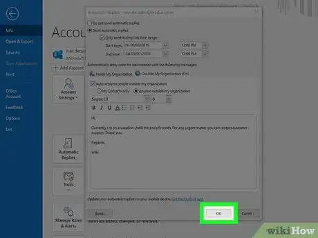 Image titled Set Up Out of Office in Outlook Step 9