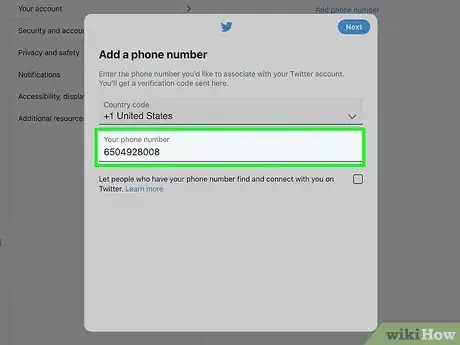 Image titled Add a Phone Number on Twitter Step 5